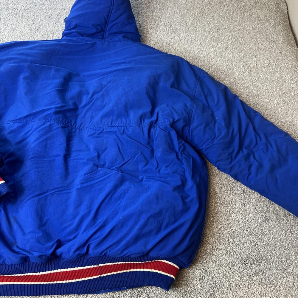 Vtg delong NFL Jacket Mens Large Blue NFL‎ Football Hooded Puffer Coat USA 80s - Picture 11 of 14
